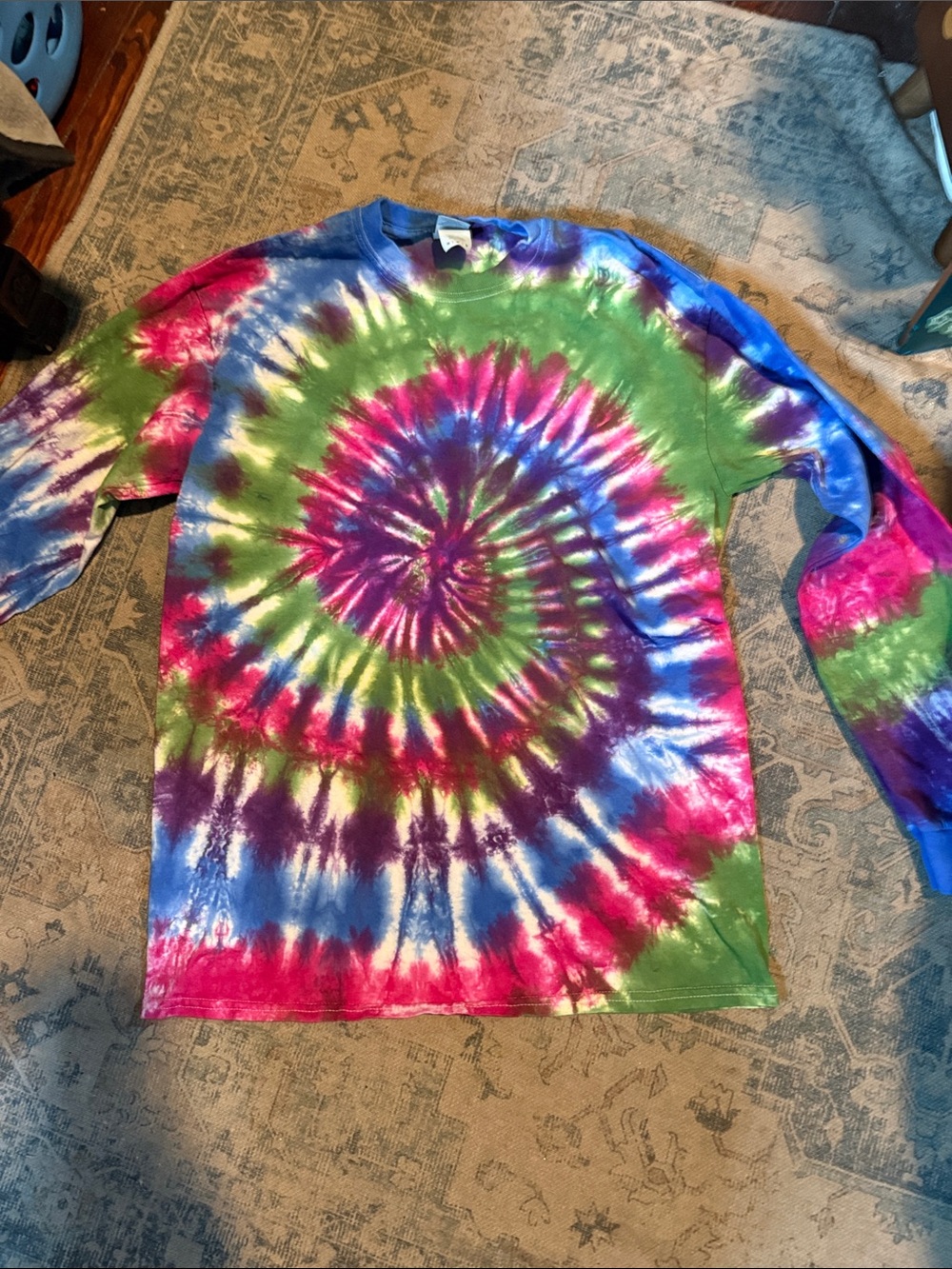 Gildan Multicolor Tie-Dye Long Sleeve Spiral Tee
